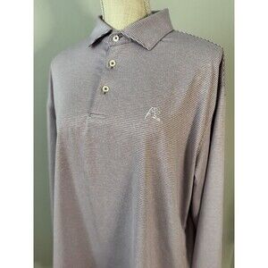 Rhoback The Whaler Heather Stripe Purple Long Sleeve Performance Polo Men's L
